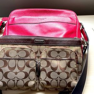 Red Coach cross body and fanny pack. Thick canvas strap. Really good condition.